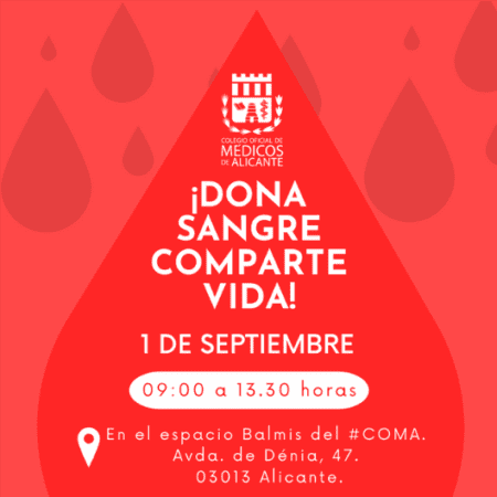 Dona sangre en el Colegio de Médicos el próximo 1 de septiembre de 9.00 a 13.30 horas